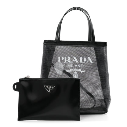 Prada Sequin Rete Paillettes Small Tote Bag Black 3 of 11