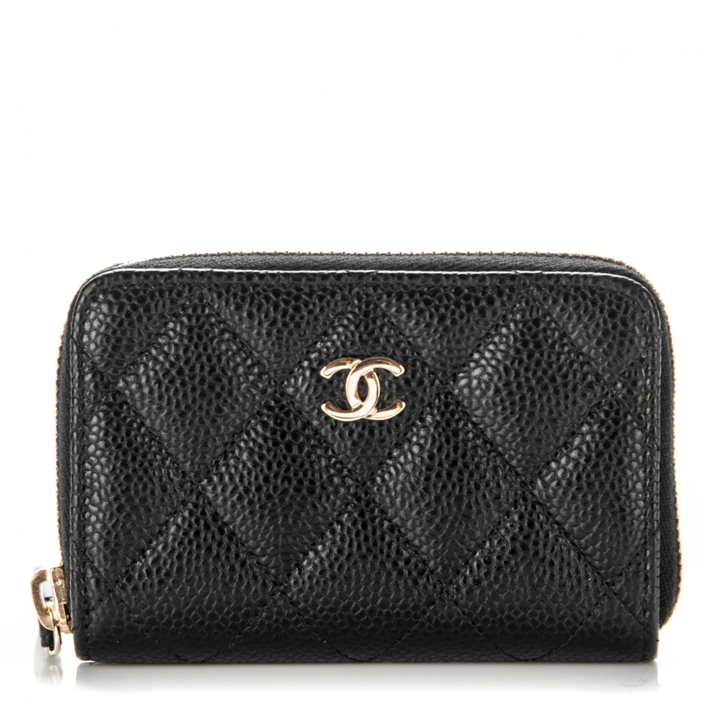 Caviar Quilted Zip Coin Purse Black