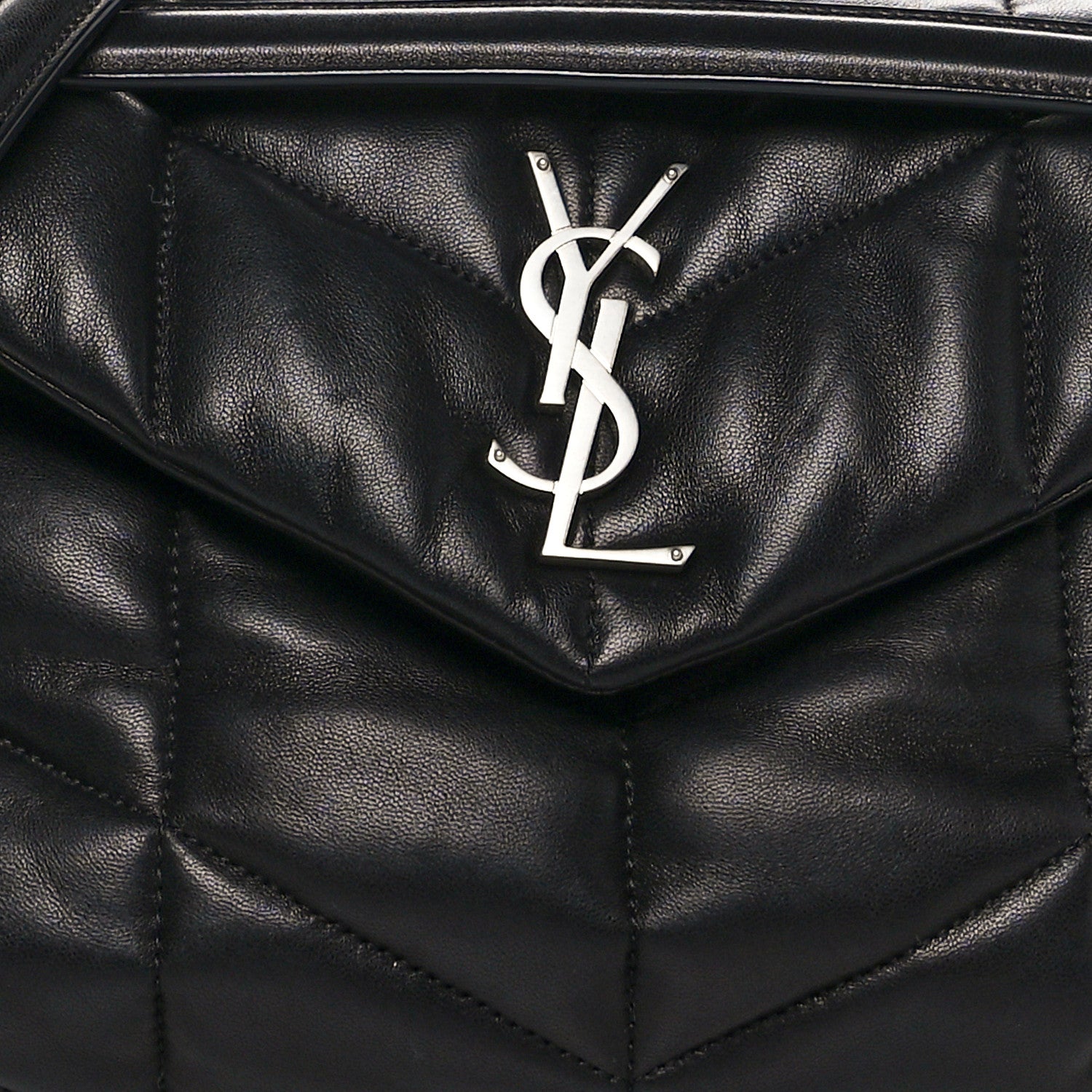 Saint Laurent Lambskin Quilted Small Loulou Puffer Monogram Chain Satchel Black 8 of 12