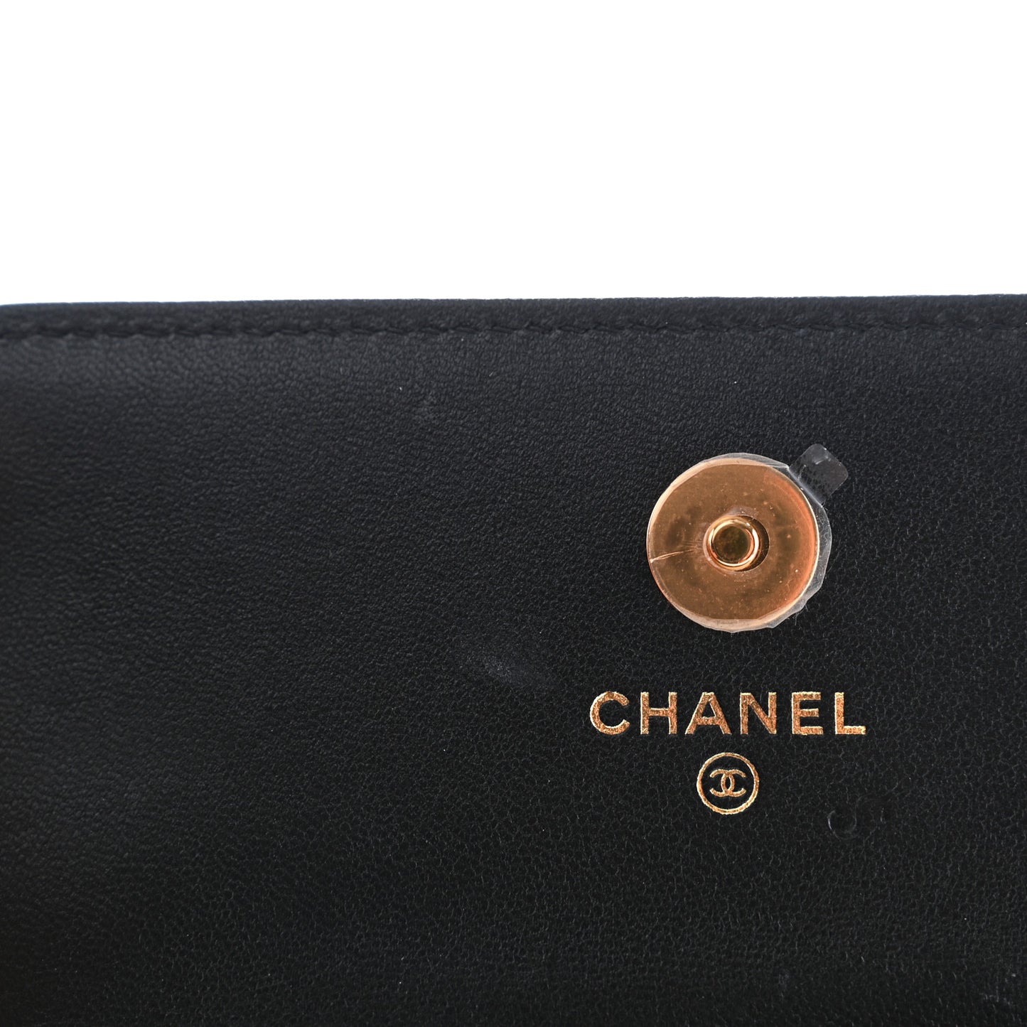 Lambskin Quilted Flap Card Holder With Cuff Black