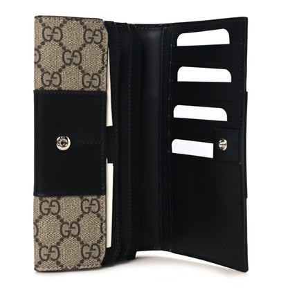 Gucci GG Supreme Monogram Selleria Calfskin Flap Wallet Beige Ebony Black 5 of 8
