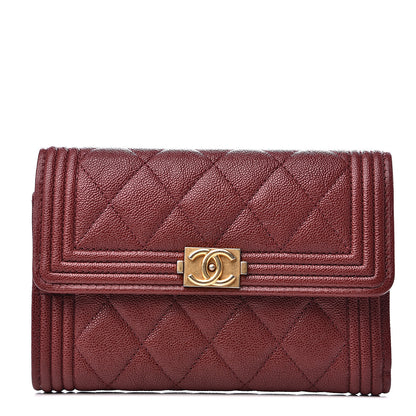 Chanel Caviar Quilted Medium Boy Flap Wallet Burgundy 1 of 9