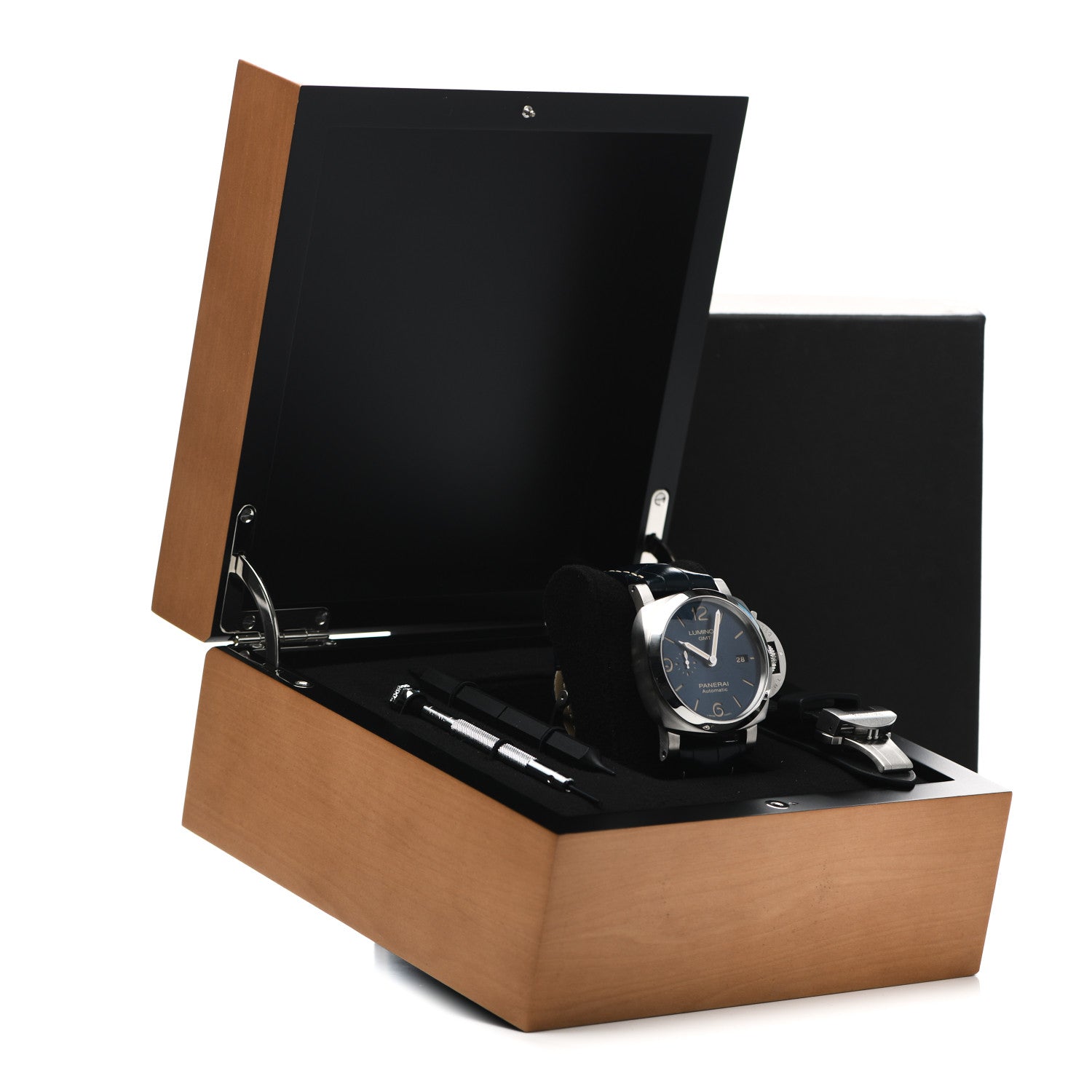 Panerai Stainless Steel Alligator 44mm Luminor 1950 GMT Automatic Watch Blue PAM01033 5 of 5