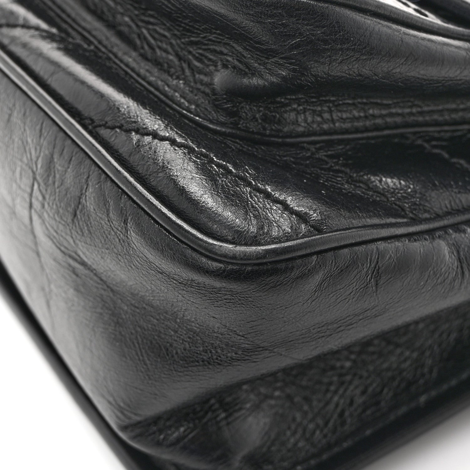 Saint Laurent Crinkled Calfskin Matelasse Monogram Medium Niki Chain Satchel Black 13 of 15