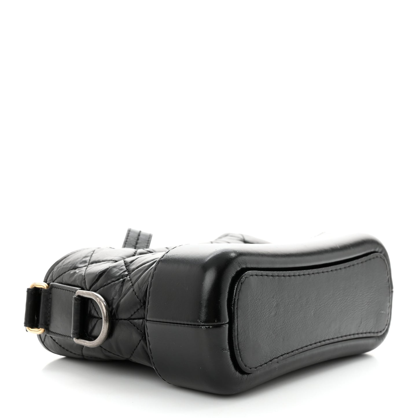 Aged Calfskin Quilted Small Gabrielle Hobo Black