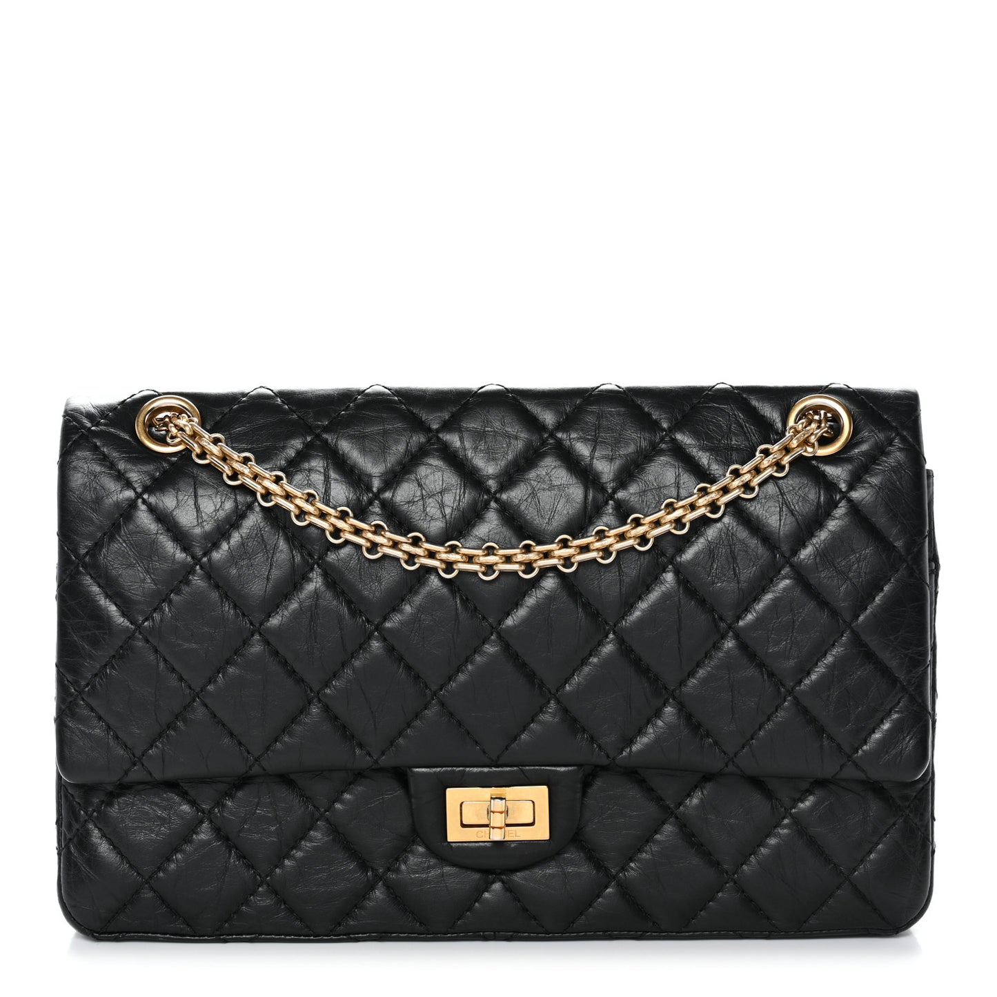 Aged Calfskin Quilted 2.55 Reissue 226 Flap Black