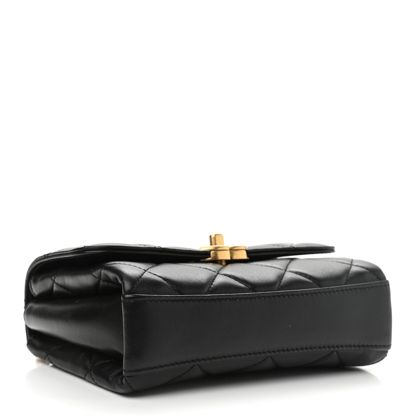 Lambskin Quilted Mini CC Crystal Logo Chain Flap Black