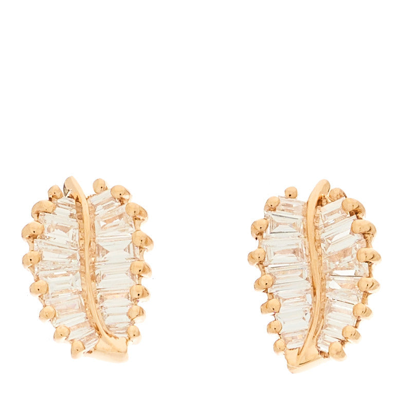 Anita Ko 18K Rose Gold Diamond Small Palm Leaf Earrings 1 of 4