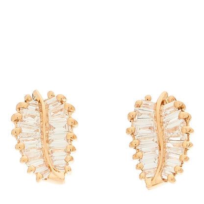 Anita Ko 18K Rose Gold Diamond Small Palm Leaf Earrings 1 of 4