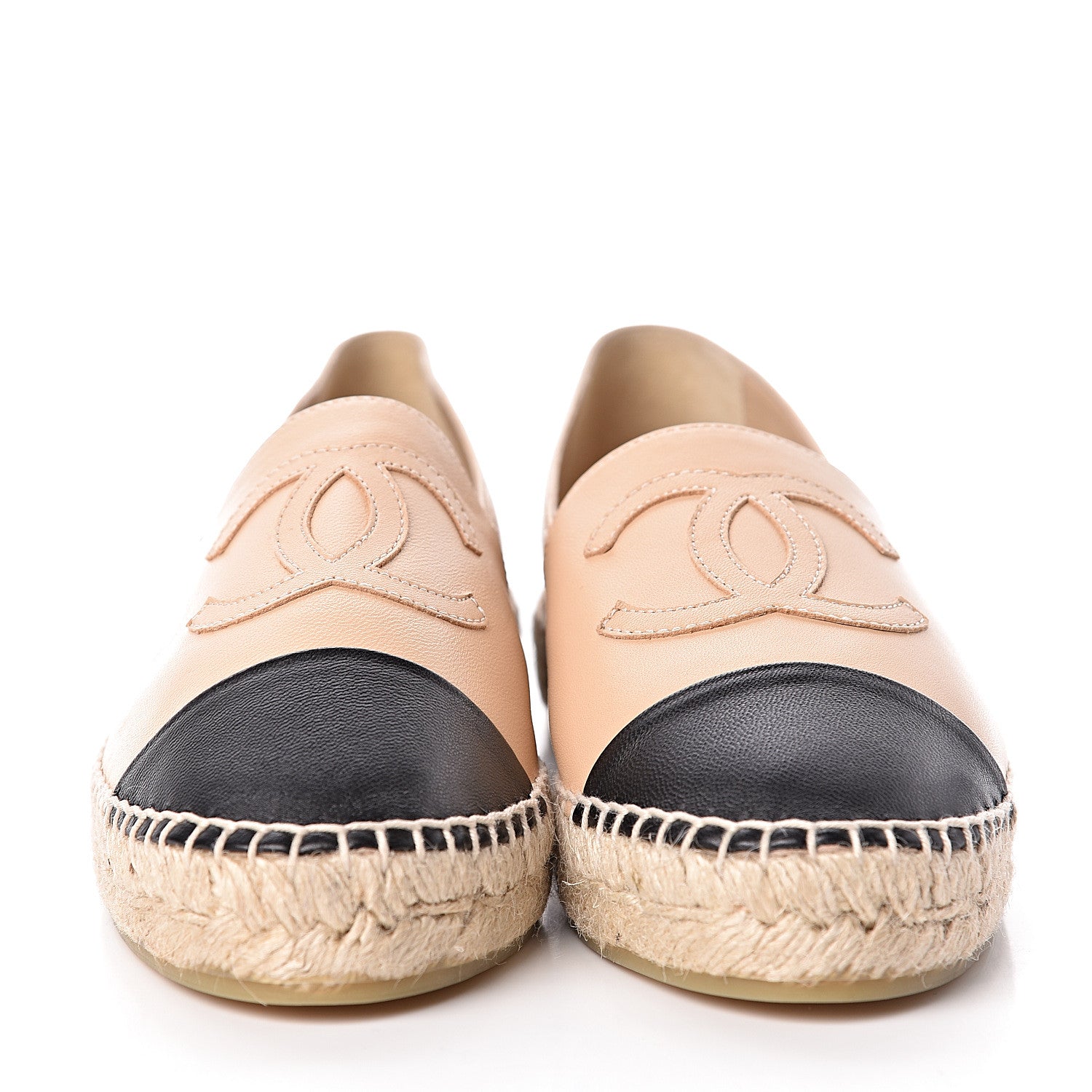 Chanel Lambskin CC Espadrilles 37 Beige Black 2 of 10