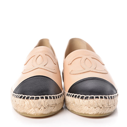 Chanel Lambskin CC Espadrilles 37 Beige Black 2 of 10