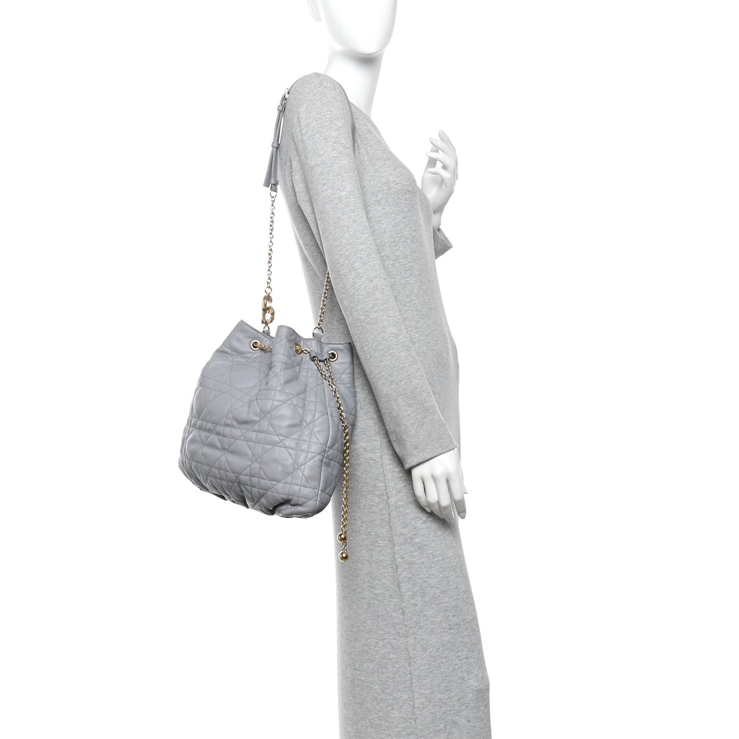 Lambskin Supple Macrocannage Ammi Bag Grey