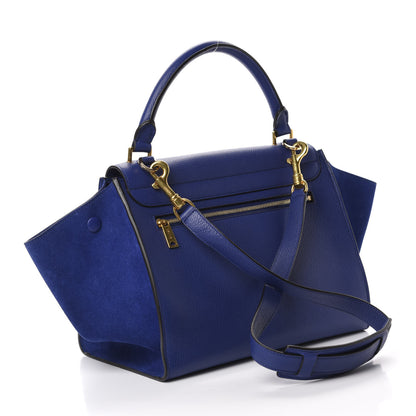 Celine Drummed Calfskin Suede Small Trapeze Indigo 4 of 11
