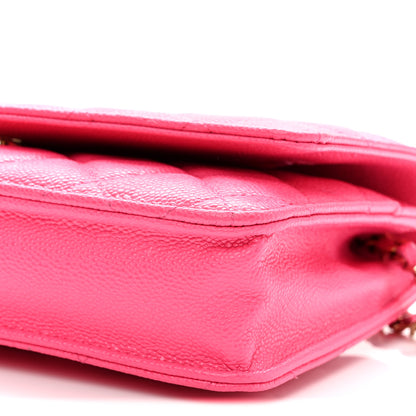 Chanel Caviar Quilted Wallet on Chain WOC Fuchsia 11 of 12