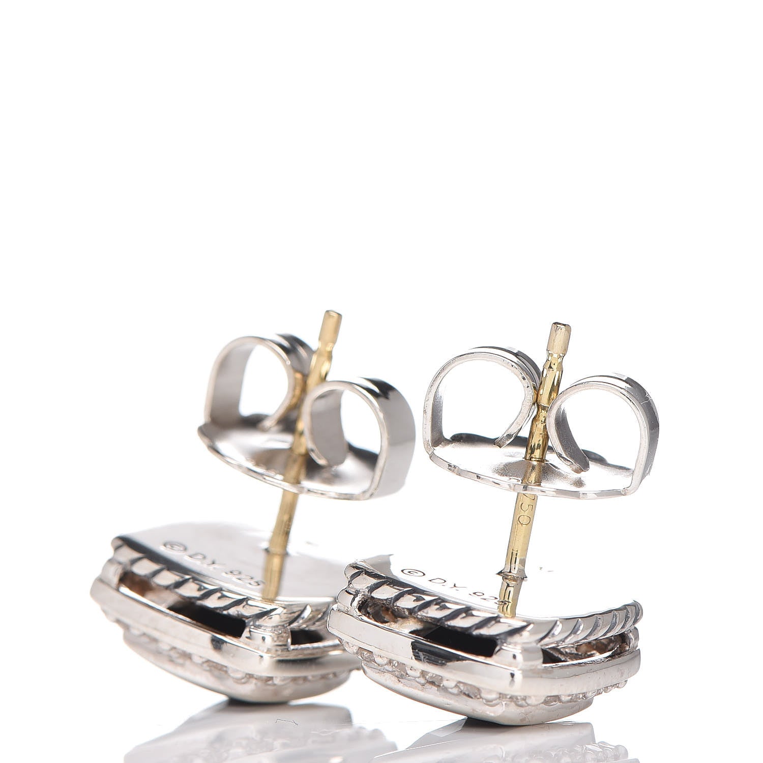 David Yurman Sterling Silver Diamond Black Onyx 7mm Albion Earrings 3 of 5