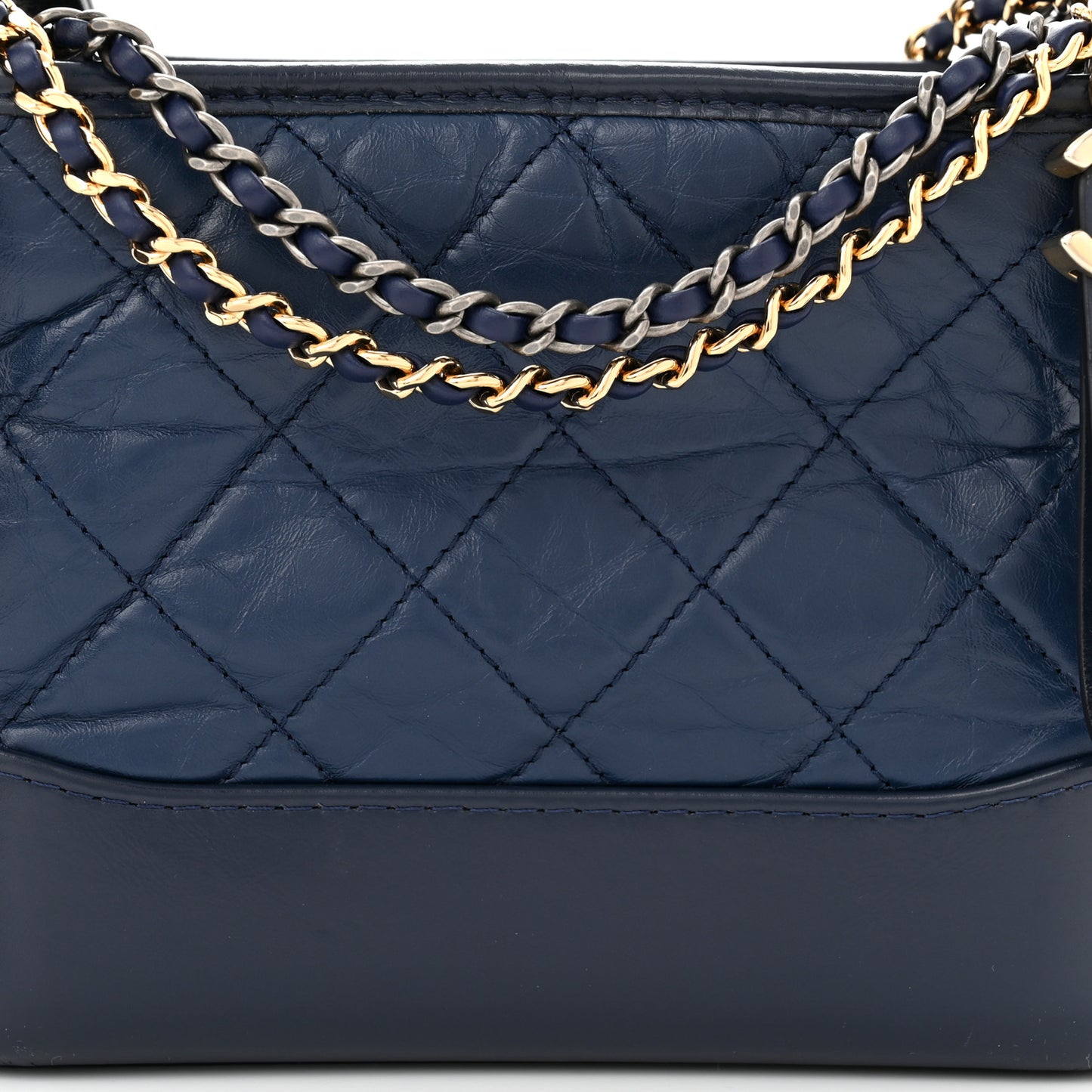 Aged Calfskin Quilted Small Gabrielle Hobo Navy