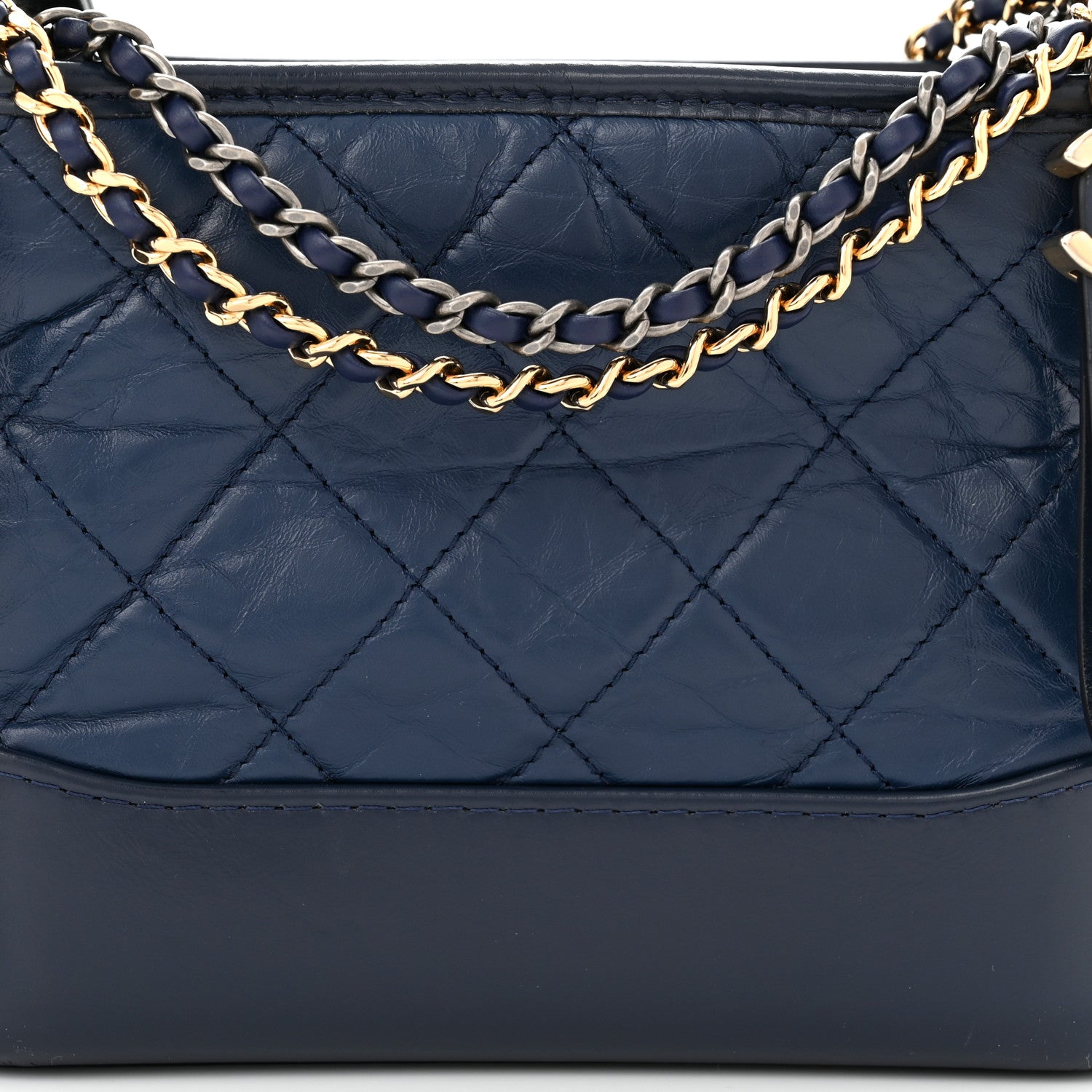 Chanel Aged Calfskin Quilted Small Gabrielle Hobo Navy 8 of 12