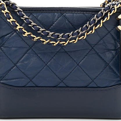 Chanel Aged Calfskin Quilted Small Gabrielle Hobo Navy 8 of 12