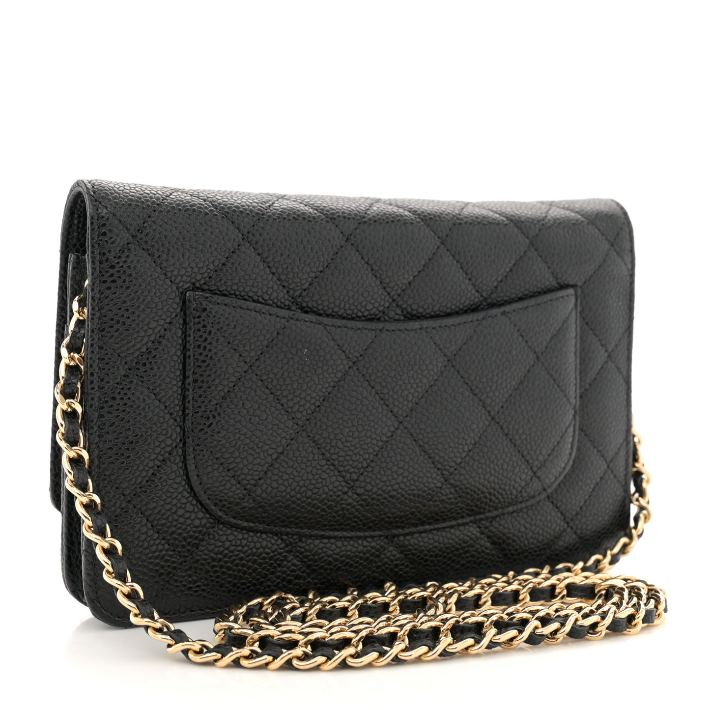 Caviar Quilted Wallet on Chain WOC Black