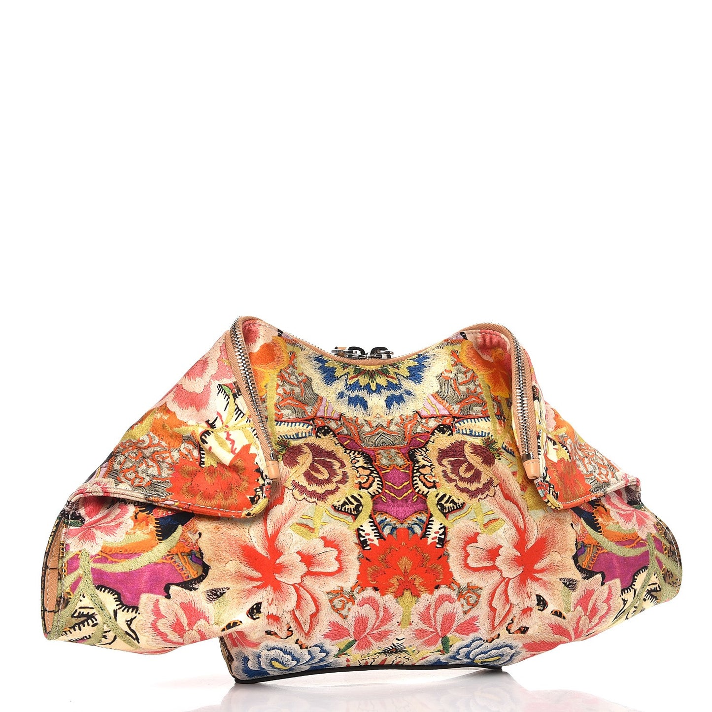 Silk Floral Print De Manta Clutch Red