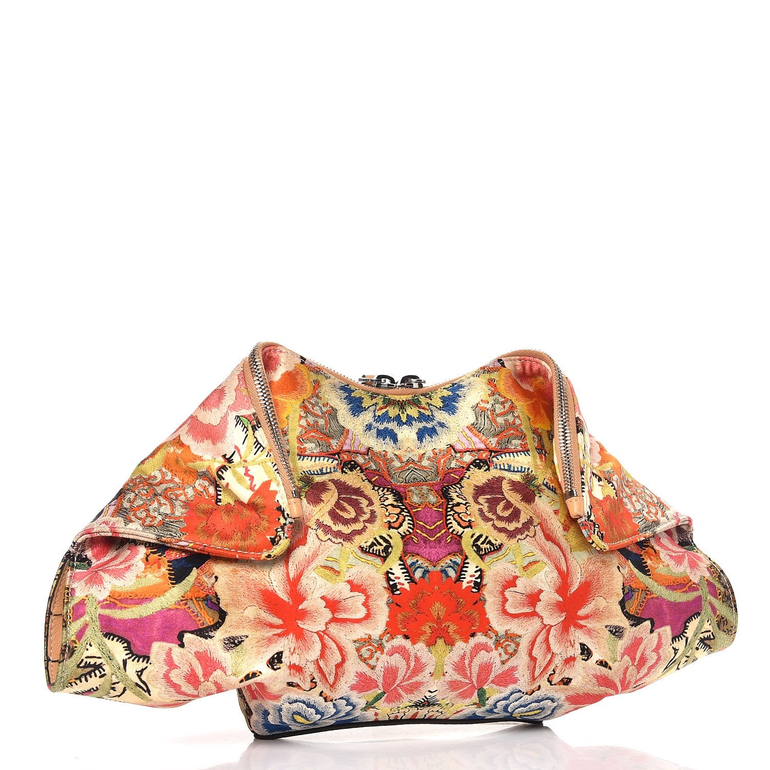 Alexander McQueen Silk Floral Print De Manta Clutch Red 3 of 7