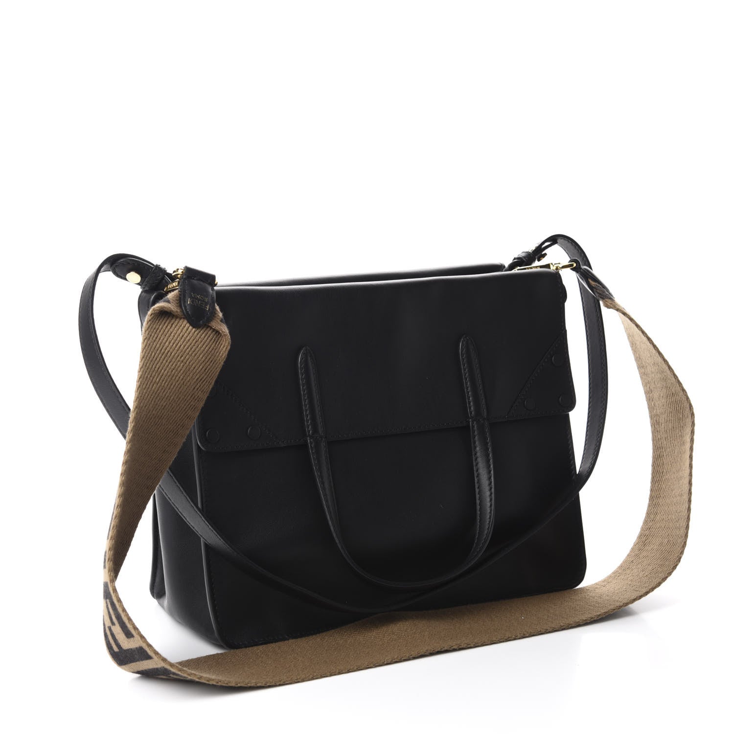 Fendi Vitello Grace Matte Large Flip Tote Black 3 of 10