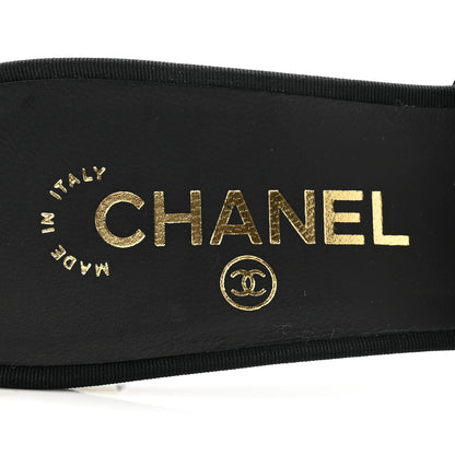 Chanel Suede Grosgrain Cap Toe Pearl Mule 39.5 Black 6 of 10