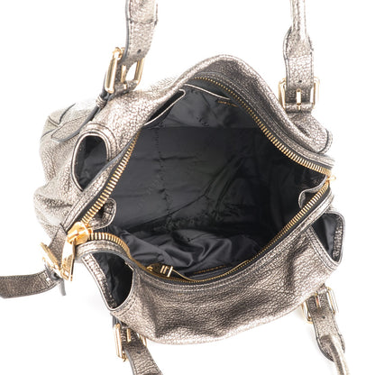 Burberry Metallic Grainy Calfskin Large Oakford Tote Silver 5 of 8