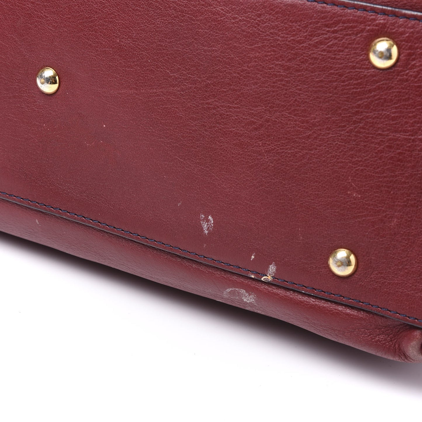 Visetos Calfskin Logo Medium Shopper Tote Dark Brown Dark Red