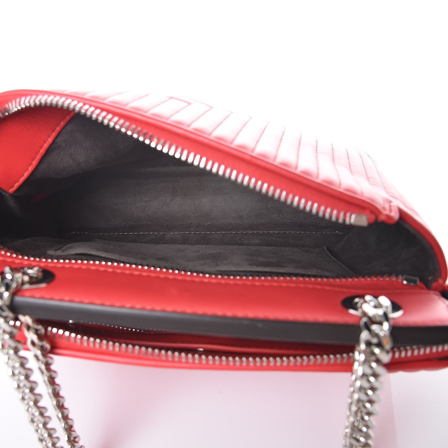 Fendi Shiny Nappa Trapuntata Small DotCom Click Chain Satchel Rojo 5 of 9