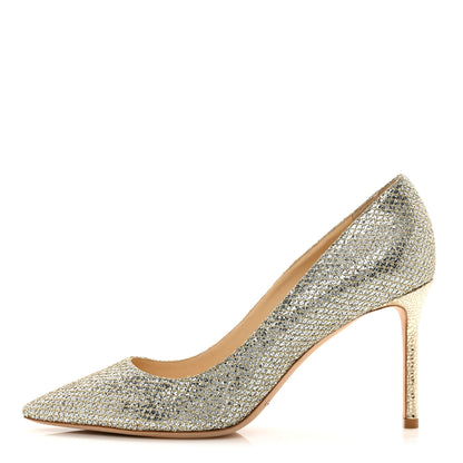 Jimmy Choo Glitter Fabric Romy 85 Pumps 40 Champagne 1 of 8