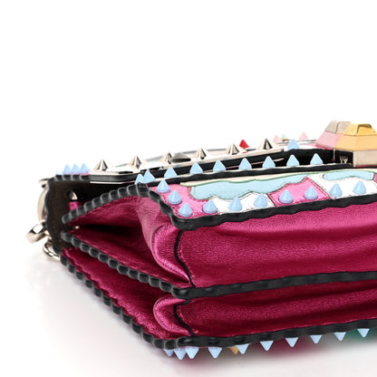 Fendi Metallic Calfskin Wonder Monster Kan I Shoulder Bag Pink Silver 8 of 9