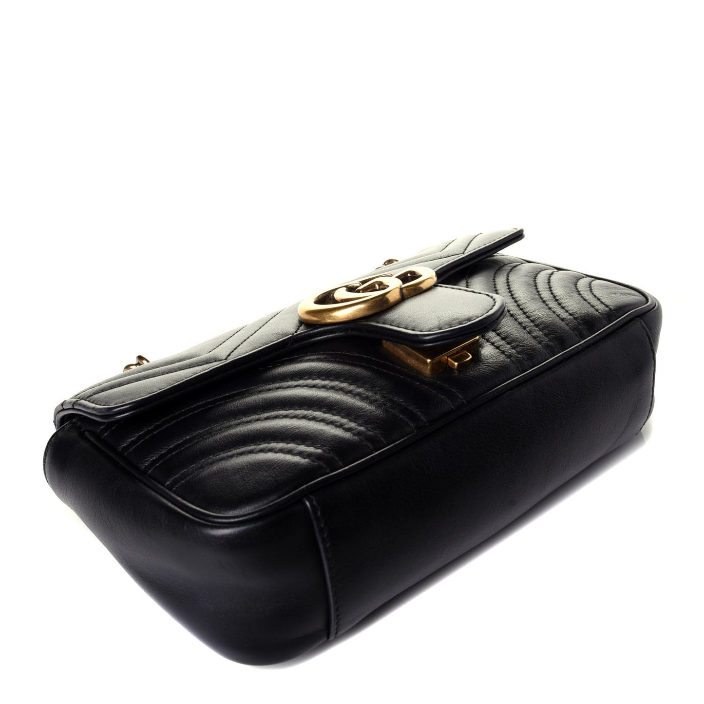 Calfskin Matelasse Mini GG Marmont Shoulder Bag Black