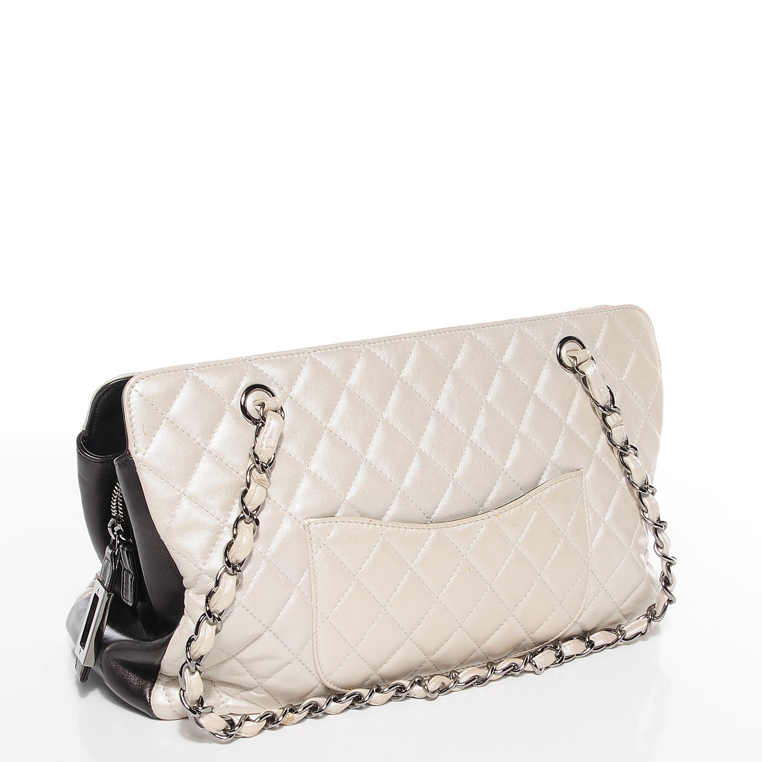 Chanel Metallic Calfskin Quilted Mademoiselle Tote Pearl Black 3 of 8