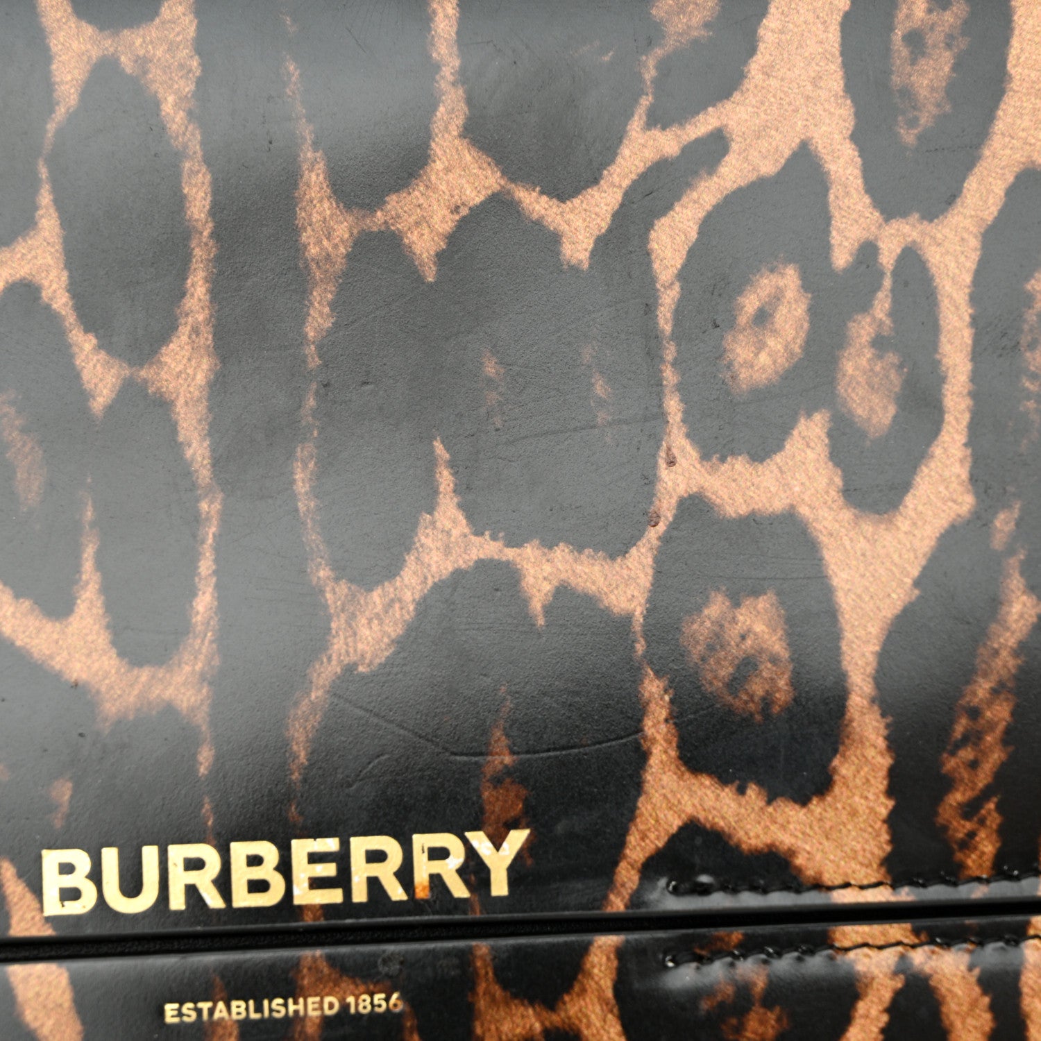 Burberry Calfskin Leopard Small Grace Bag Black 12 of 15