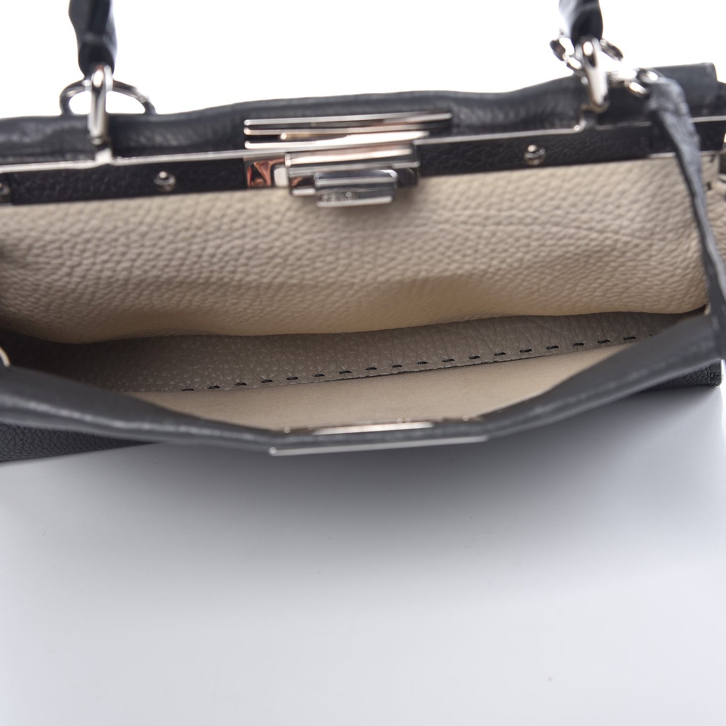 Cuoio Romano Selleria Bi-Color Medium Peekaboo Iconic Satchel Asfalto Latte