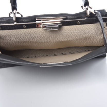 Fendi Cuoio Romano Selleria Bi-Color Medium Peekaboo Iconic Satchel Asfalto Latte 6 of 10