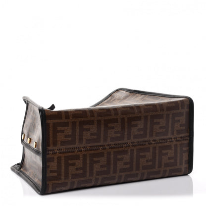 Fendi Glazed Fabric Vitello Century FF 1974 Stamp Patch Mini Peekaboo Defender Cover Mogano Panna Black 3 of 4