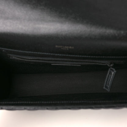 Saint Laurent Grain De Poudre Textured Mixed Matelasse Large Triquilt Monogram Monochrome Satchel Black 5 of 10