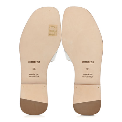 Hermes Box Calfskin Oran Sandals 36 White 5 of 11