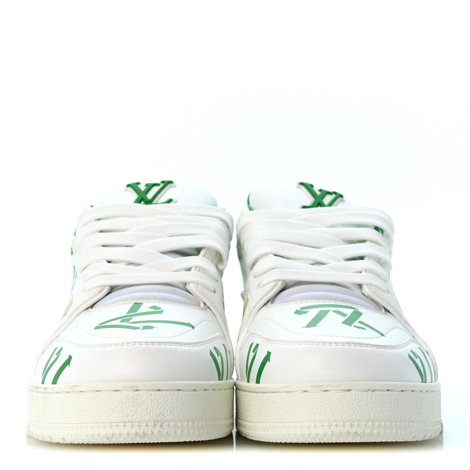 Louis Vuitton Mens LV Trainer Upcycling Sneakers 8.5 White Green 3 of 10