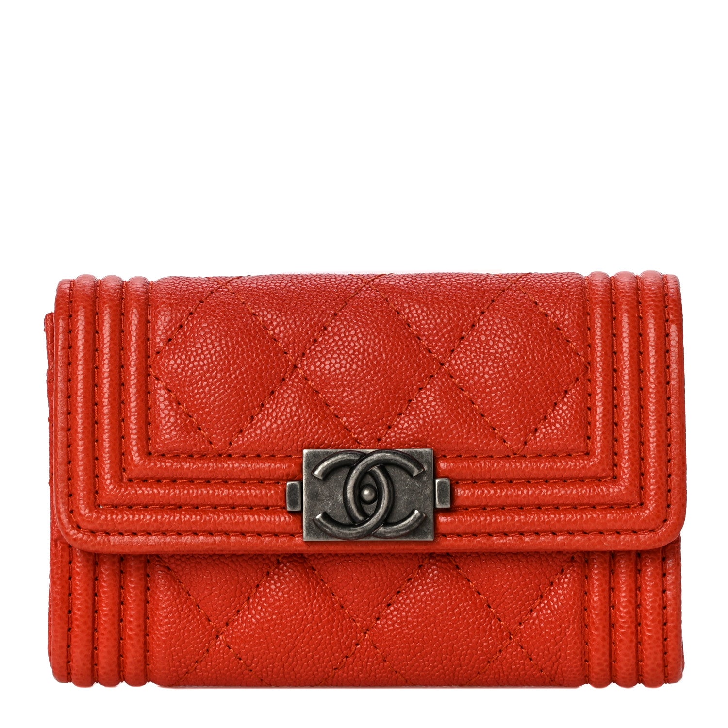 Chanel Caviar Quilted Boy Flap Card Holder Orange 1 of 11
