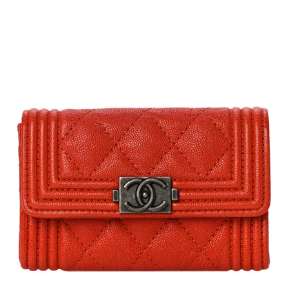 Chanel Caviar Quilted Boy Flap Card Holder Orange 1 of 11