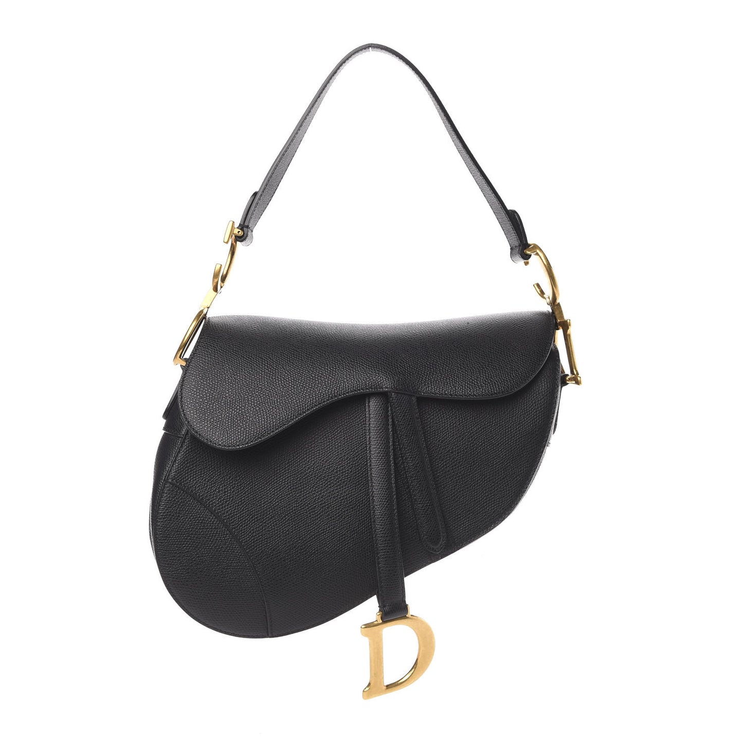 Grained Calfskin Saddle Bag Black