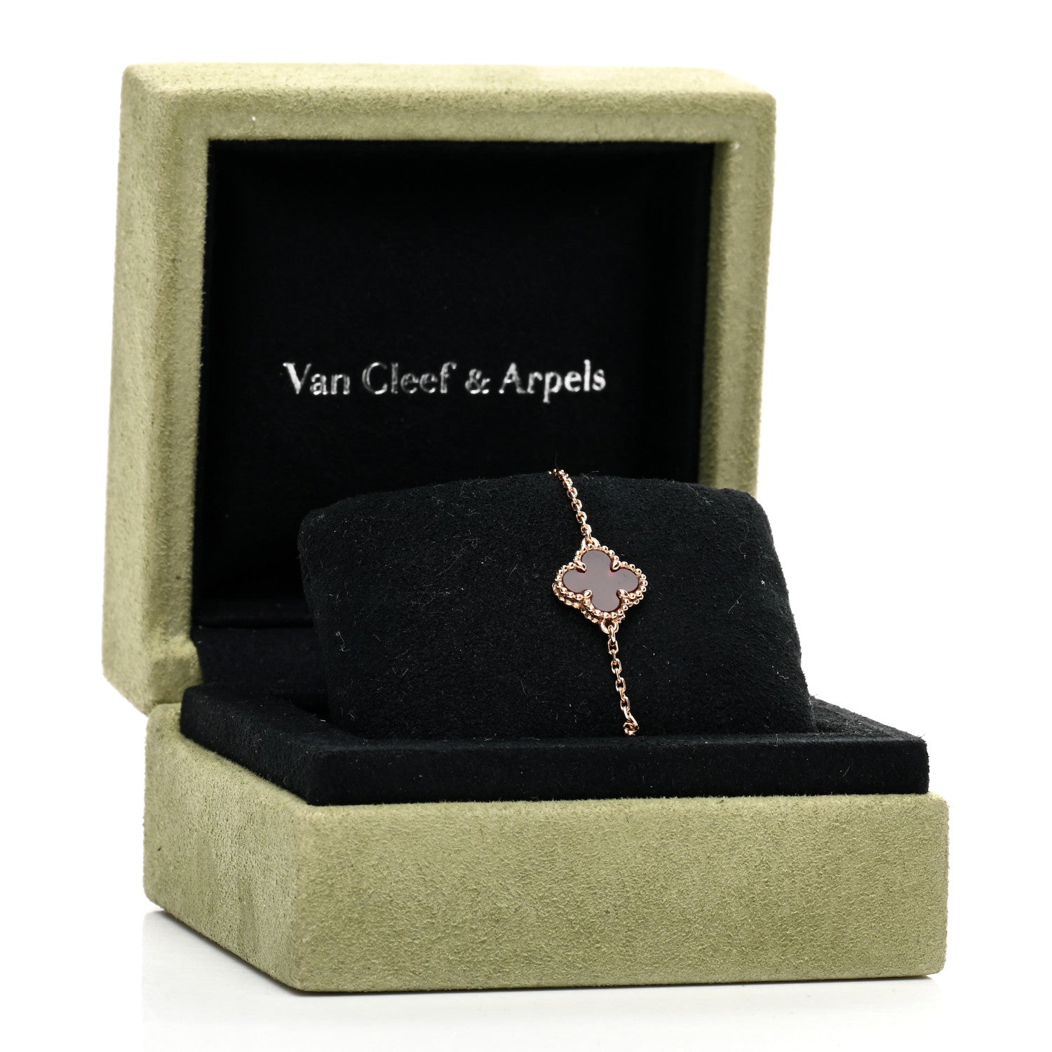Van Cleef & Arpels 18K Rose Gold Carnelian Sweet Alhambra Bracelet 5 of 5