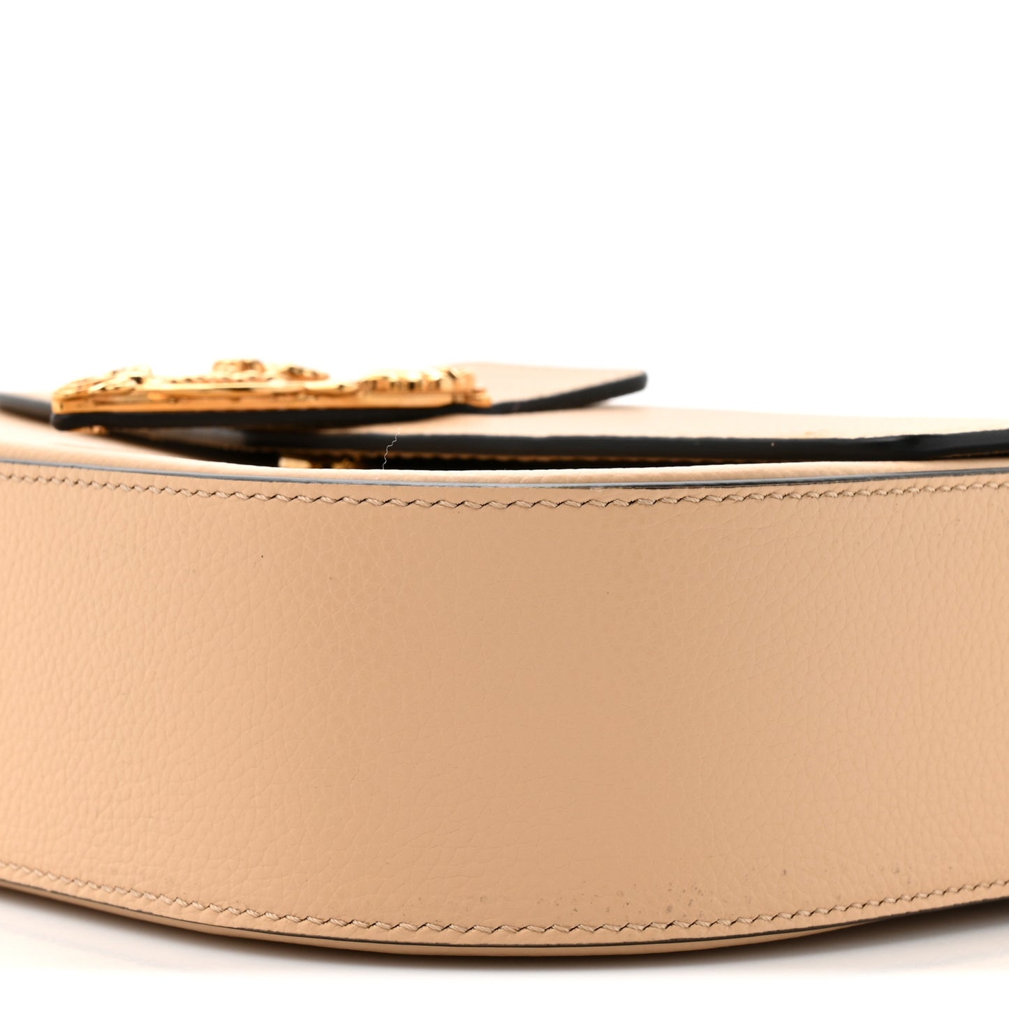 Grained Calfskin Virtus Shoulder Bag Beige