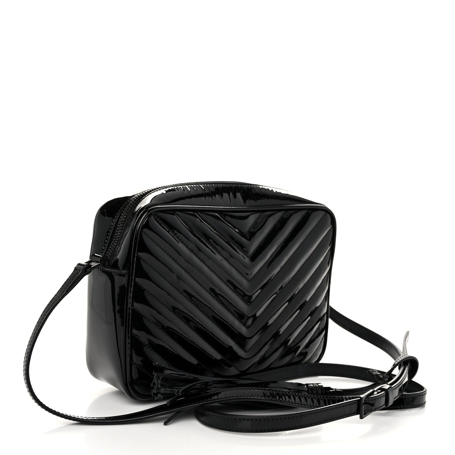Saint Laurent Patent Calfskin Matelasse Monogram Lou Camera Bag Black 3 of 10