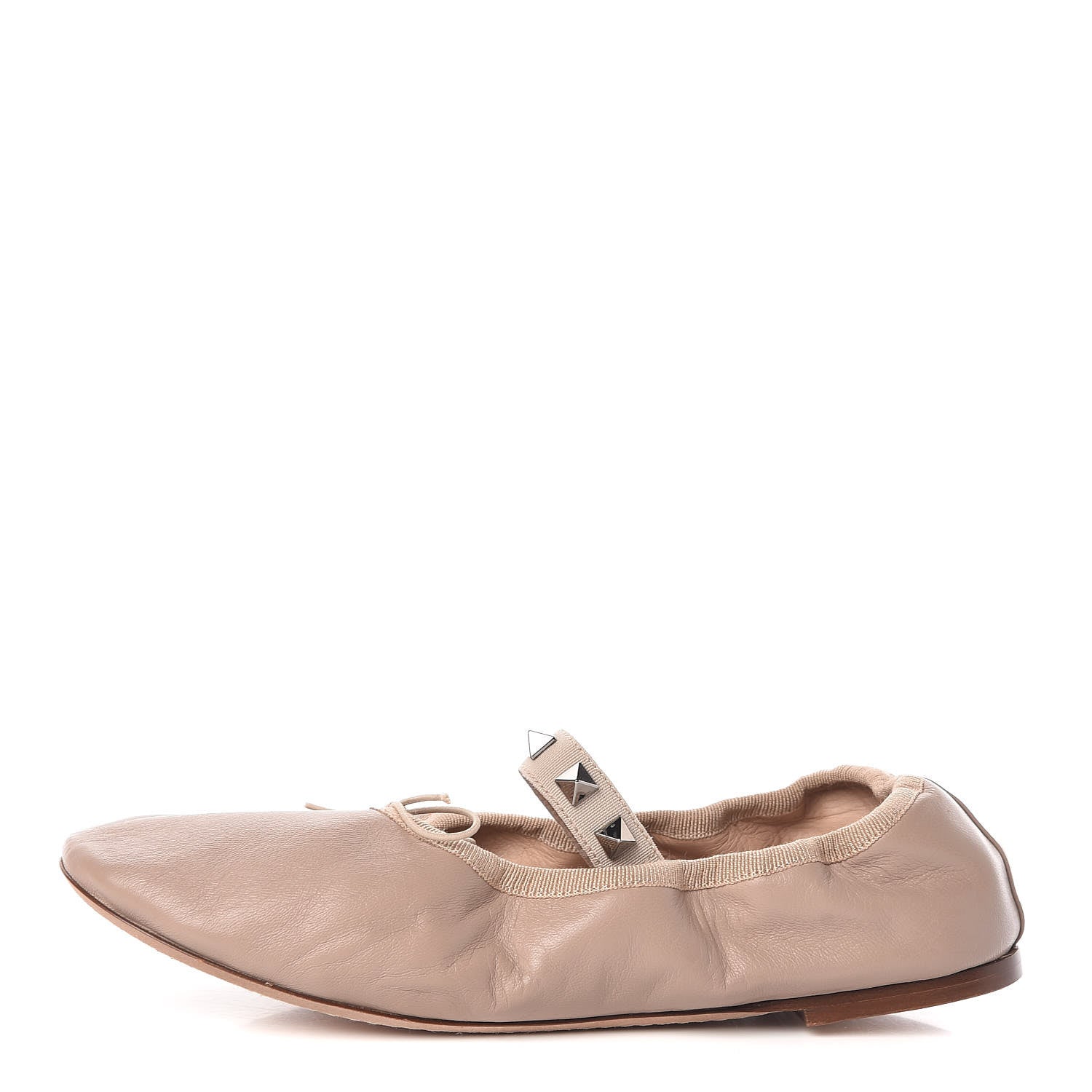 Valentino Garavani Nappa Rockstud Cross Strap Ballerina Flats 37 Poudre 1 of 10