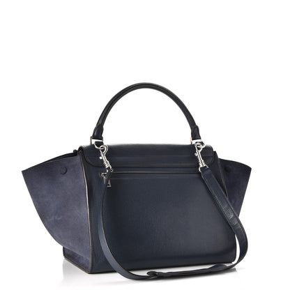 Celine Drummed Calfskin Suede Medium Trapeze Navy 4 of 15