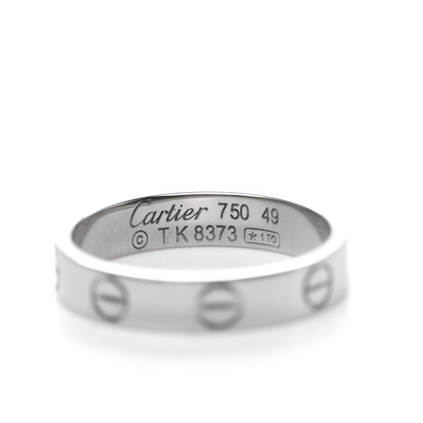 18K White Gold 3.5mm LOVE Wedding Band Ring 49 4.75